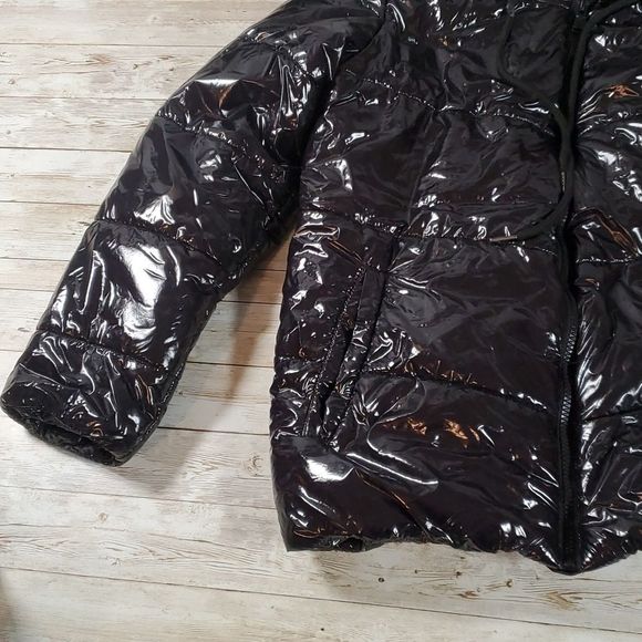 Members Only X Nickelodeon Hi Shine Chevron Puffer‎ Jacket Black Womens Small - Picture 5 of 11